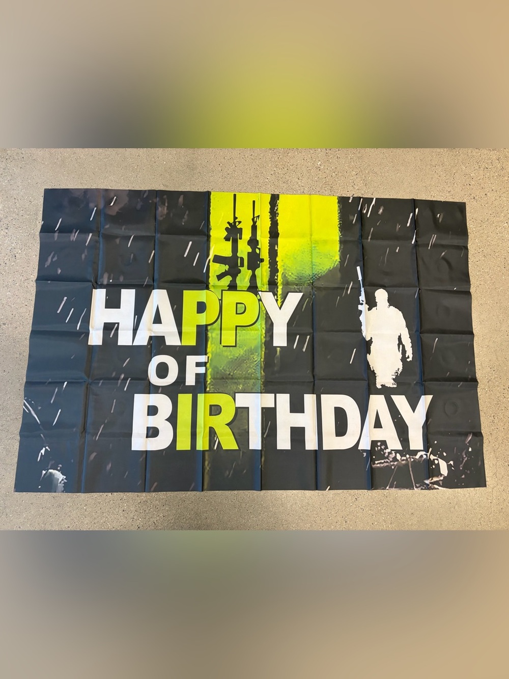 Call of Duty Happy Birthday Decorative Banner in Black and Neon Yellow